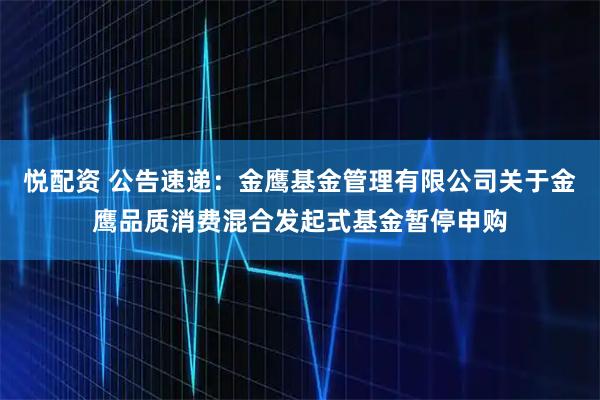 悦配资 公告速递：金鹰基金管理有限公司关于金鹰品质消费混合发起式基金暂停申购