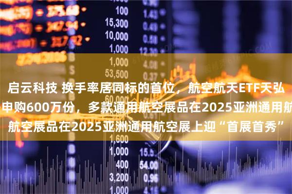 启云科技 换手率居同标的首位，航空航天ETF天弘（159241）昨日获净申购600万份，多款通用航空展品在2025亚洲通用航空展上迎“首展首秀”